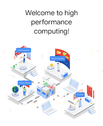 Google High Power Computer isometric illustration homepage