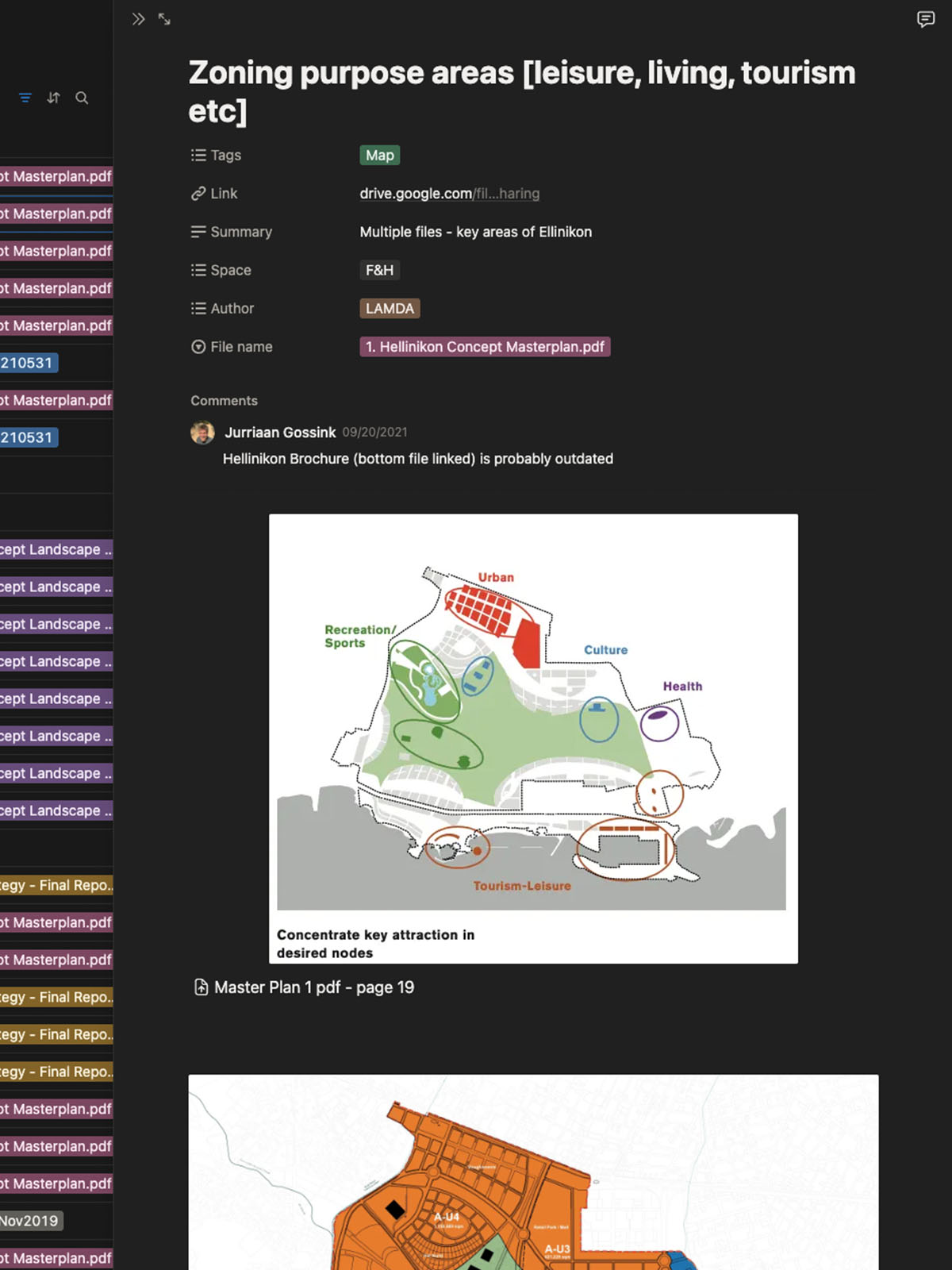 Screenshot of how I catergorized Notion to uncover all the information the client provided